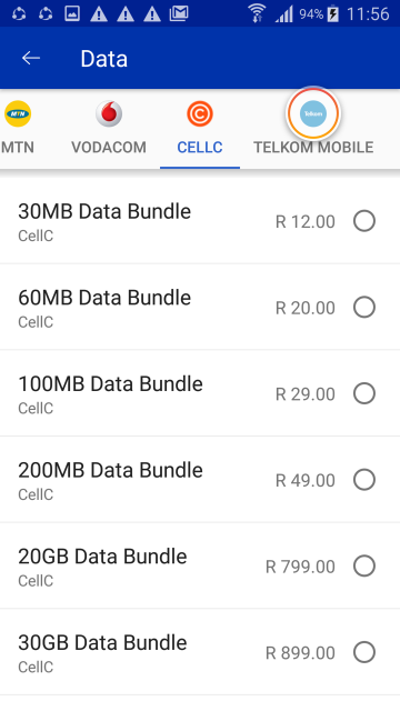 data service provider on Andriod